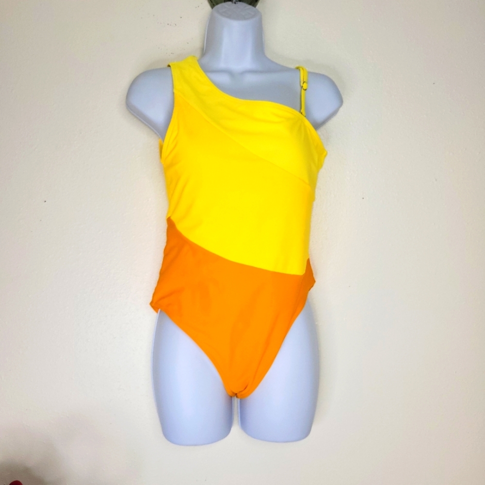 Orange asymmetrical swimsuit 🩱 size medium